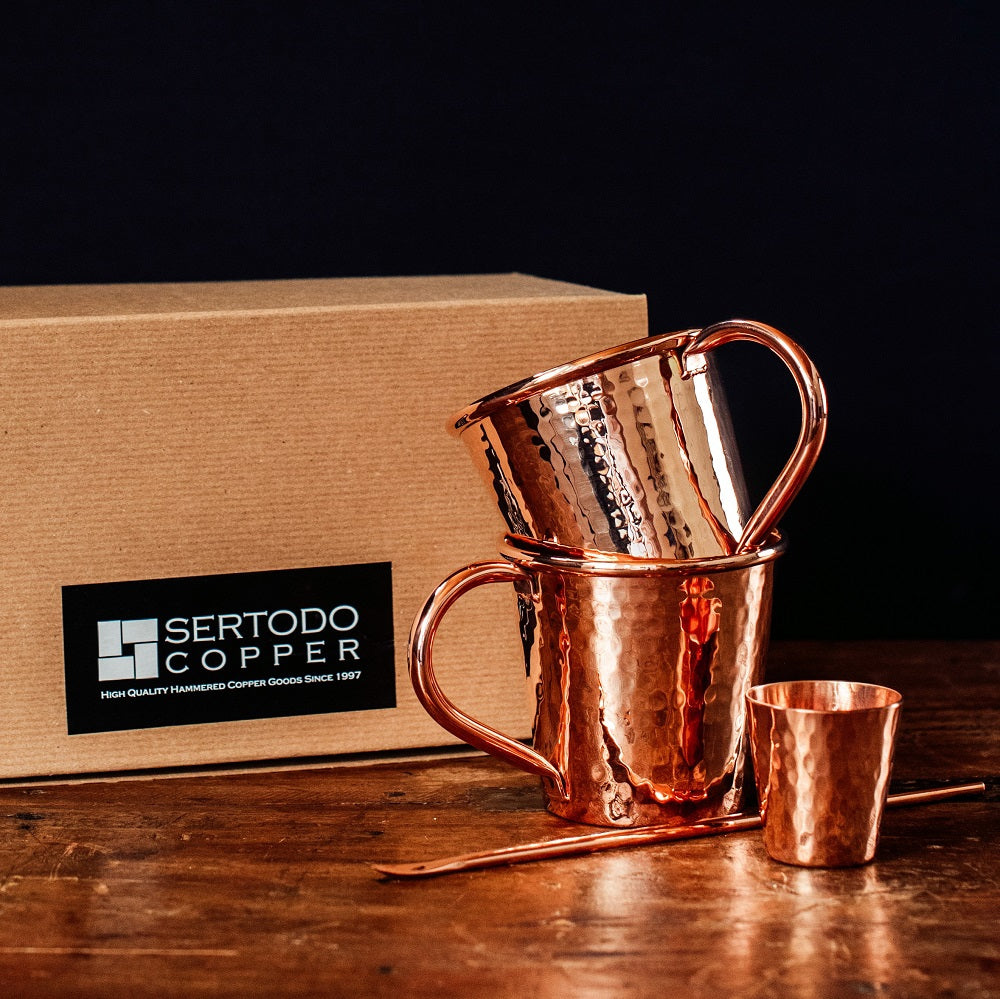 Zap Impex Set di 4 bicchieri da vino in rame massiccio martellato Moscow Mule Copper Tumbler