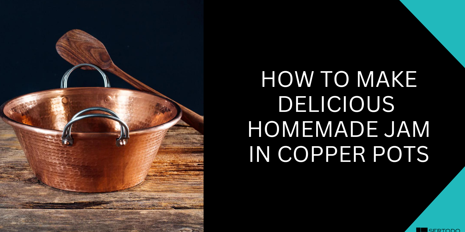 Delicious homemade jam in copper pots