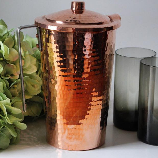 Copper Water Pitcher With Lid