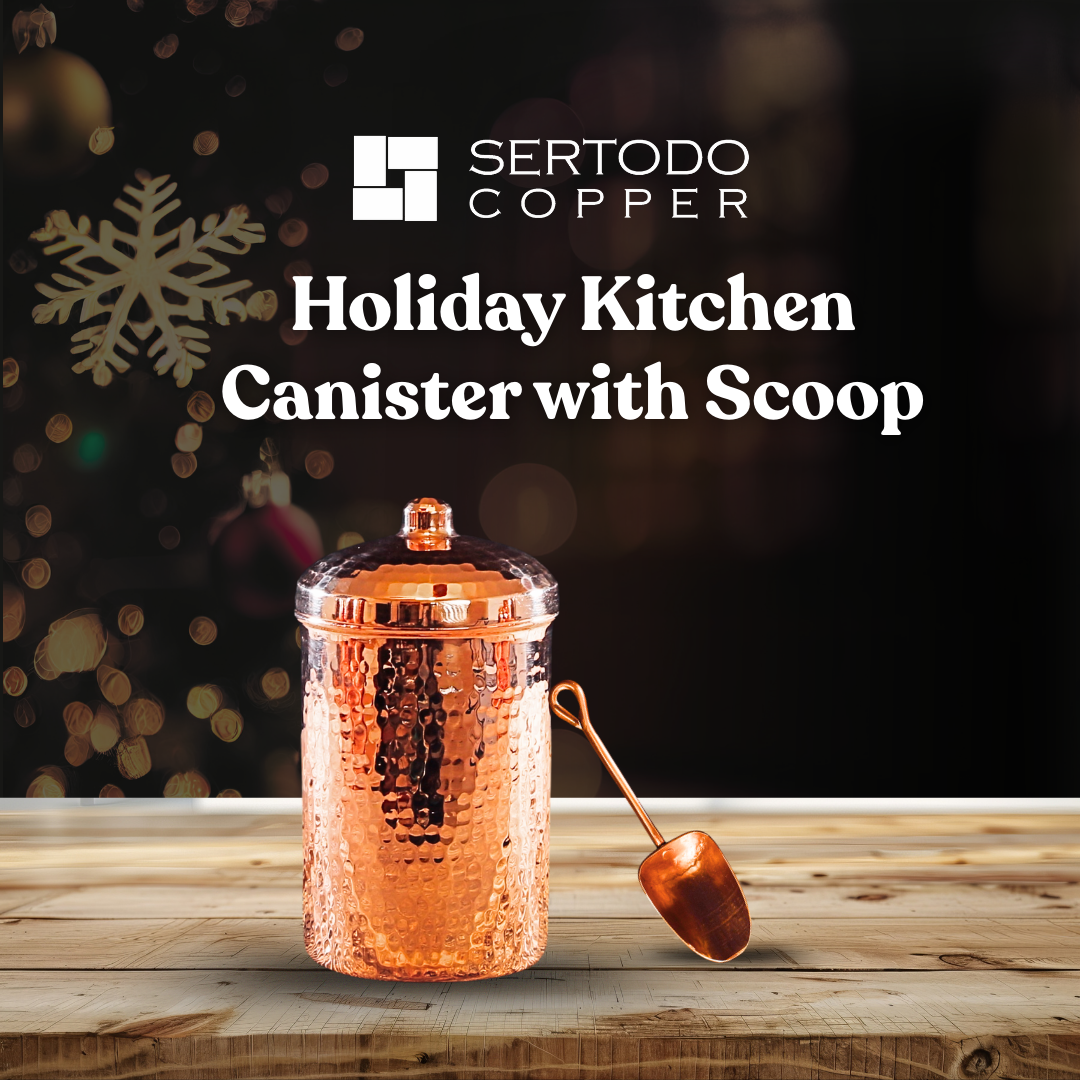 Holiday Kitchen Canister with a Copper Scoop