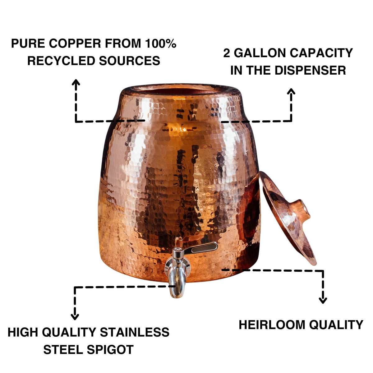 Niagara Copper Water Dispenser with Lid