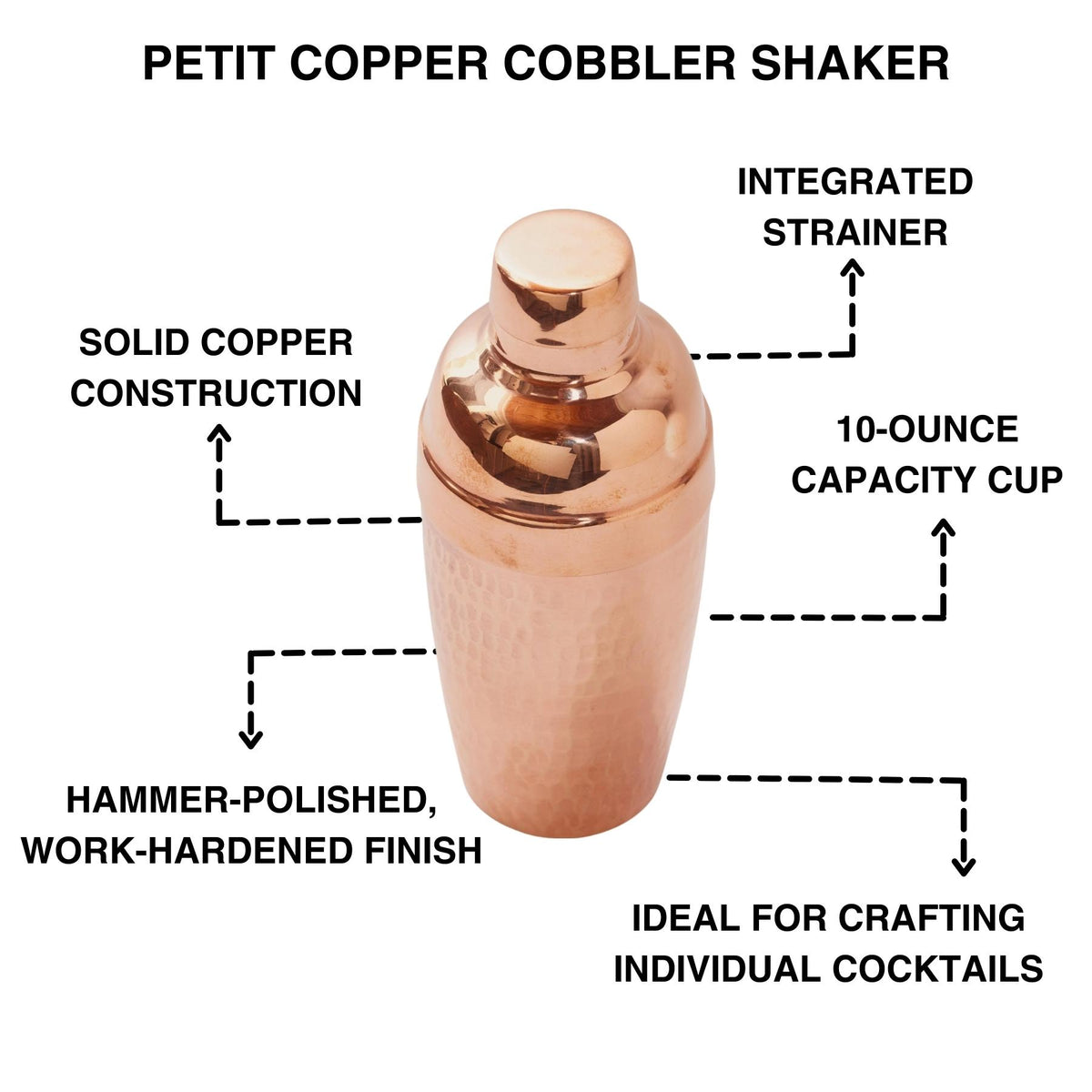 Petit Copper Cobbler Shaker, 10 ounce capacity