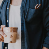 Hammered copper cup leather sleeves set