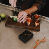 Copper Shot Glasses Wooden Shot Board