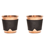 Hammered copper cup leather sleeve set