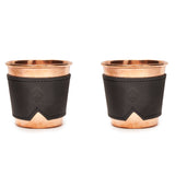 Hammered copper cup leather sleeve set