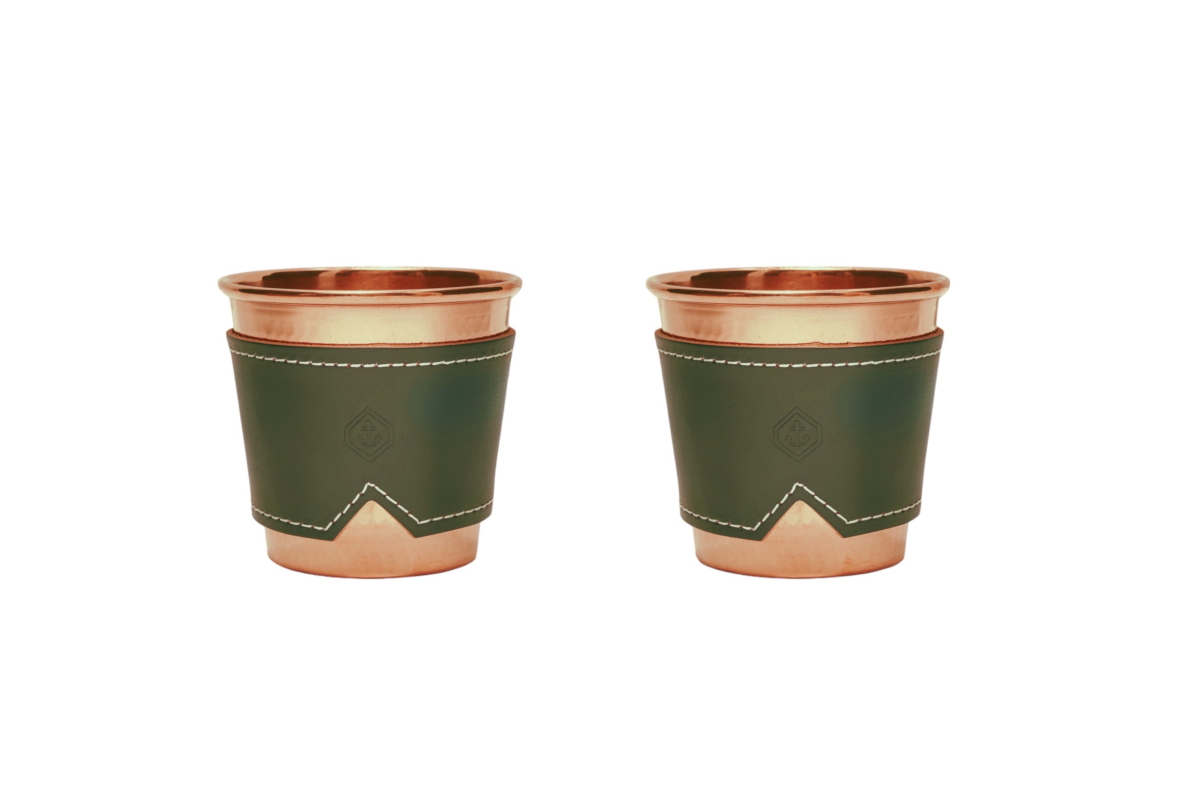 Set of Two Pure Copper Hammered Tumblers