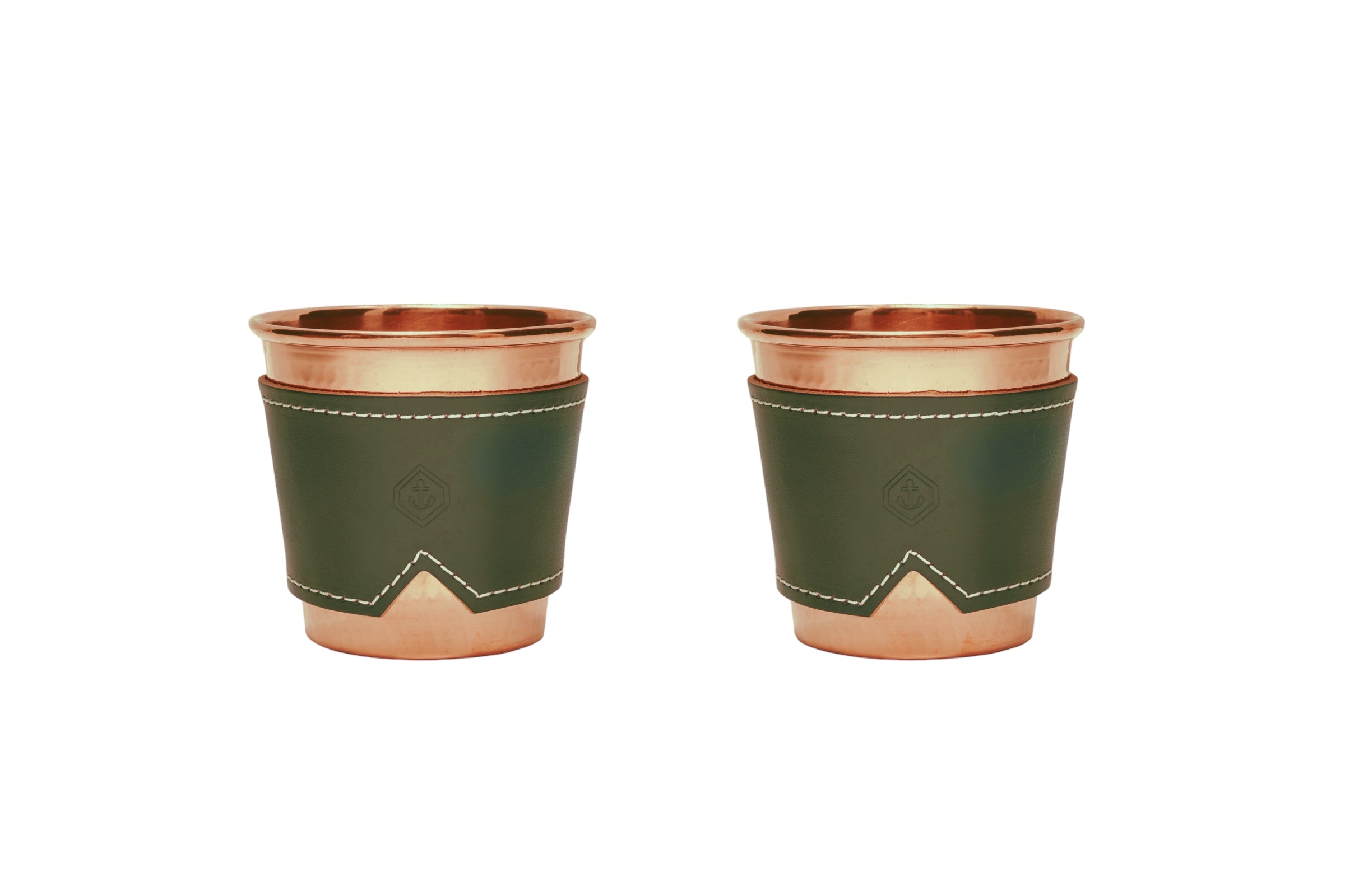 Copper cup leather sleeves indigo