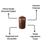 Copper Kitchen Canisters - Small Set, 3 Pieces