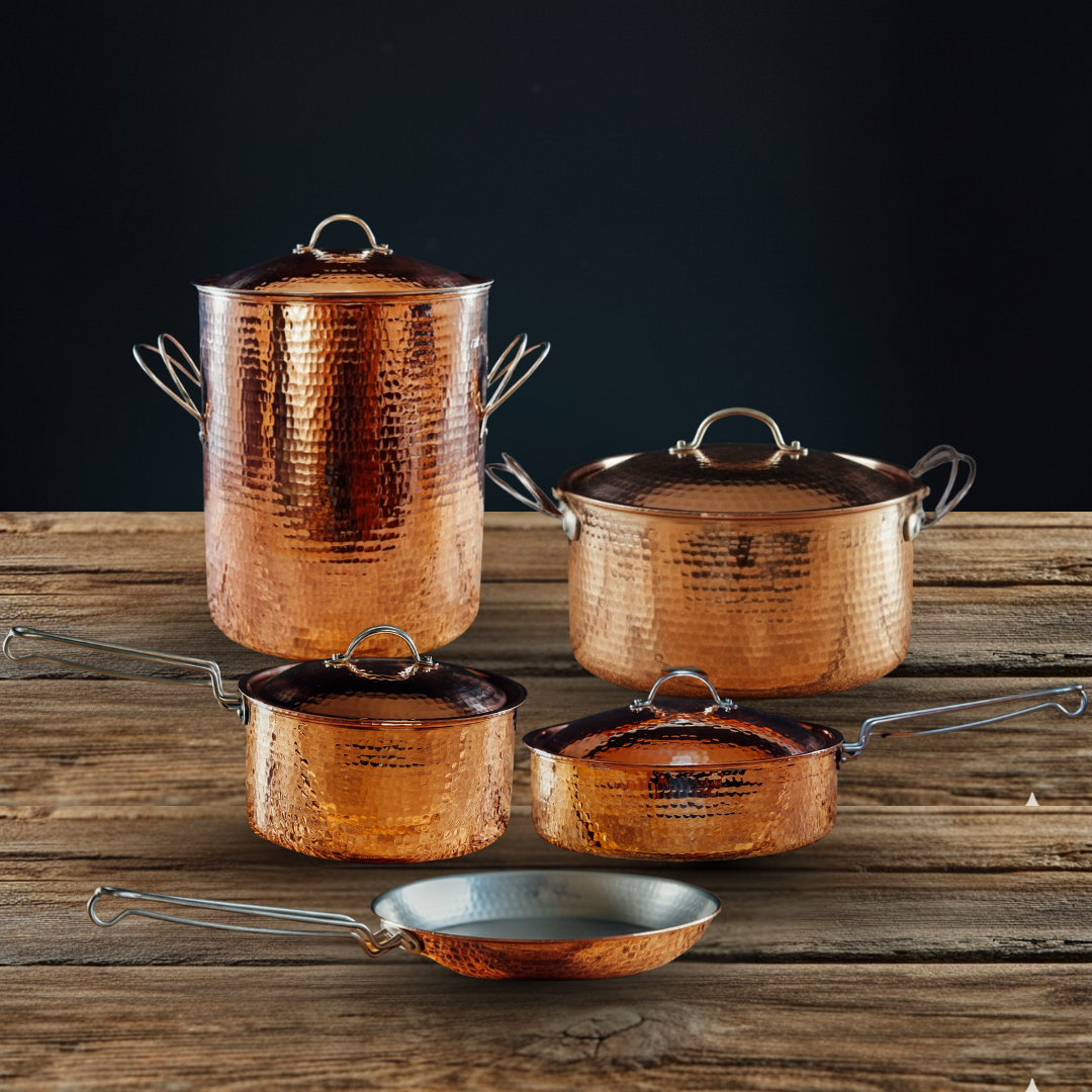Hammered Copper Cookware Set