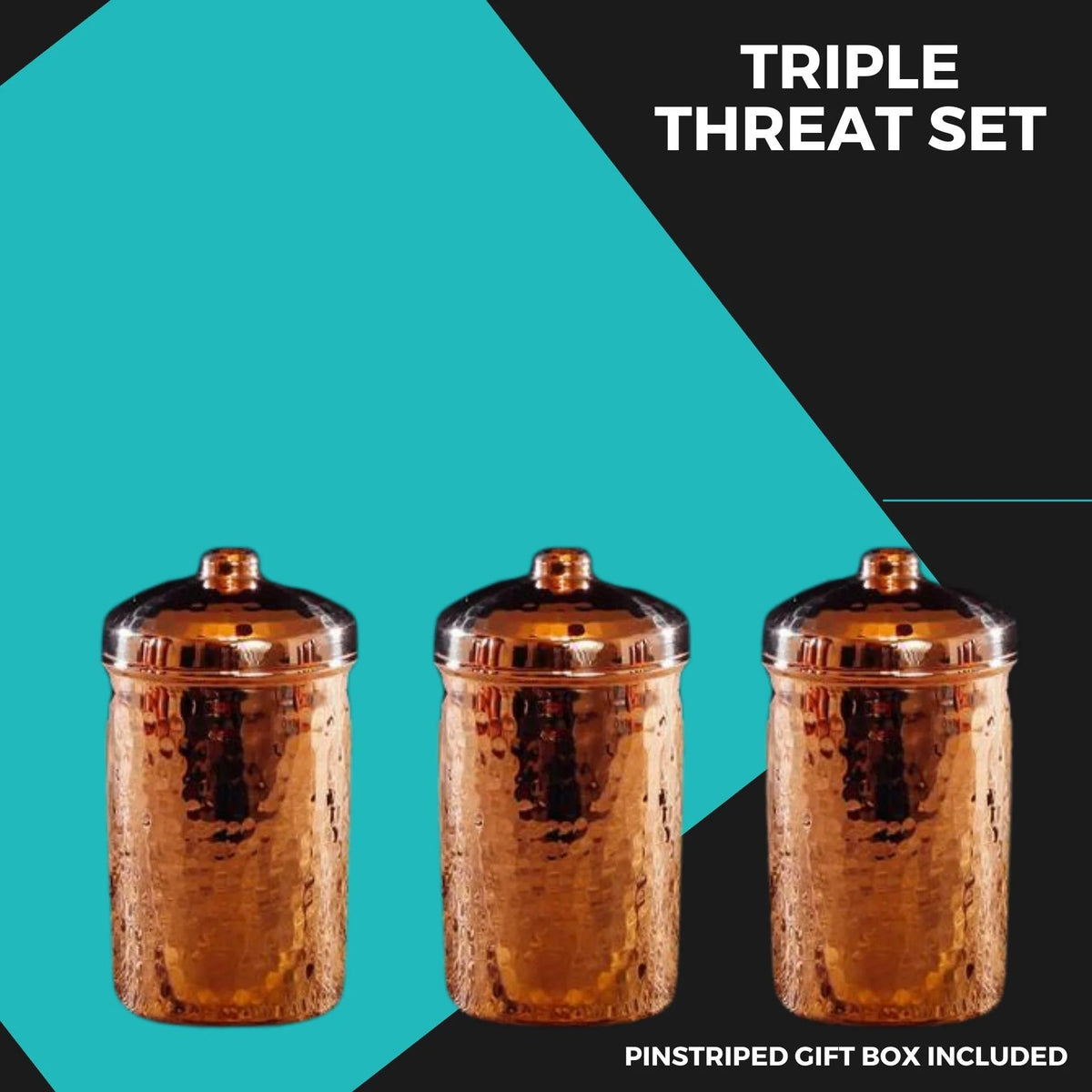 Triple Copper Canisters Gift Set