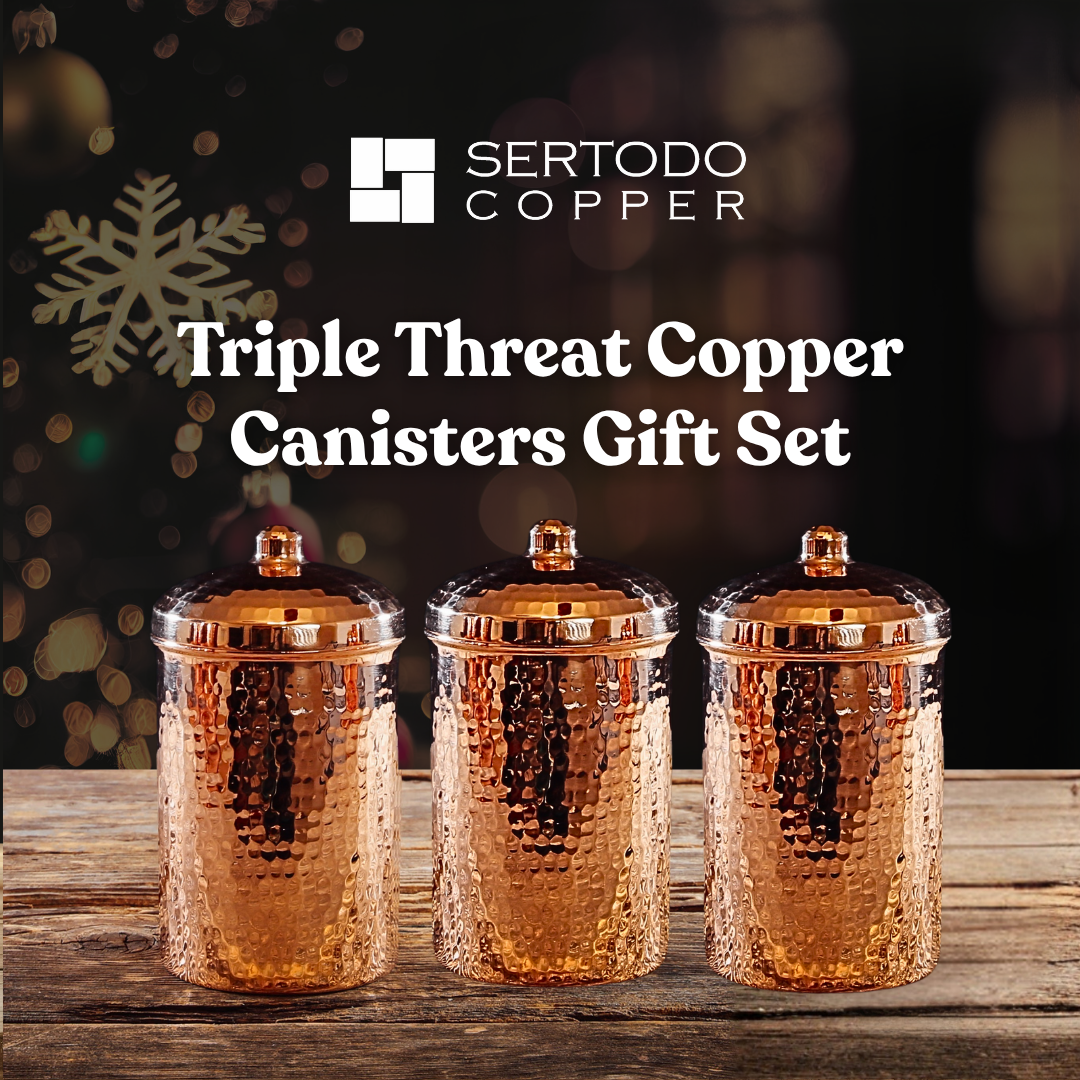 Holiday Triple  Copper Canisters Gift Set