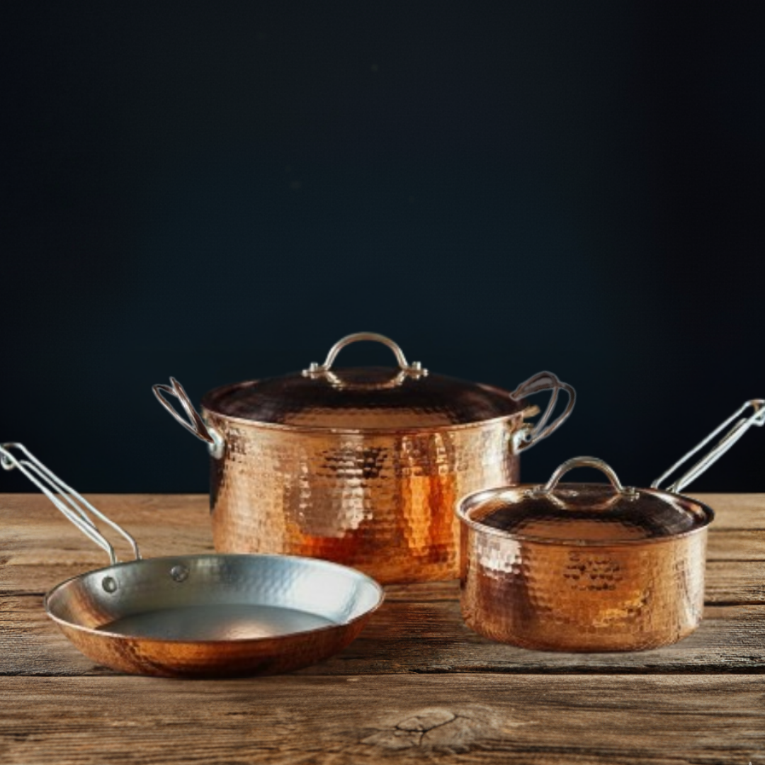 Hammered Copper Cookware Set