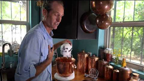 Copper mixing bowl for Kitchenaid mixer demonstration
