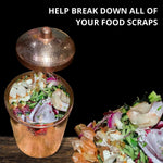 Copper Kitchen Compost Bins help break down food scraps