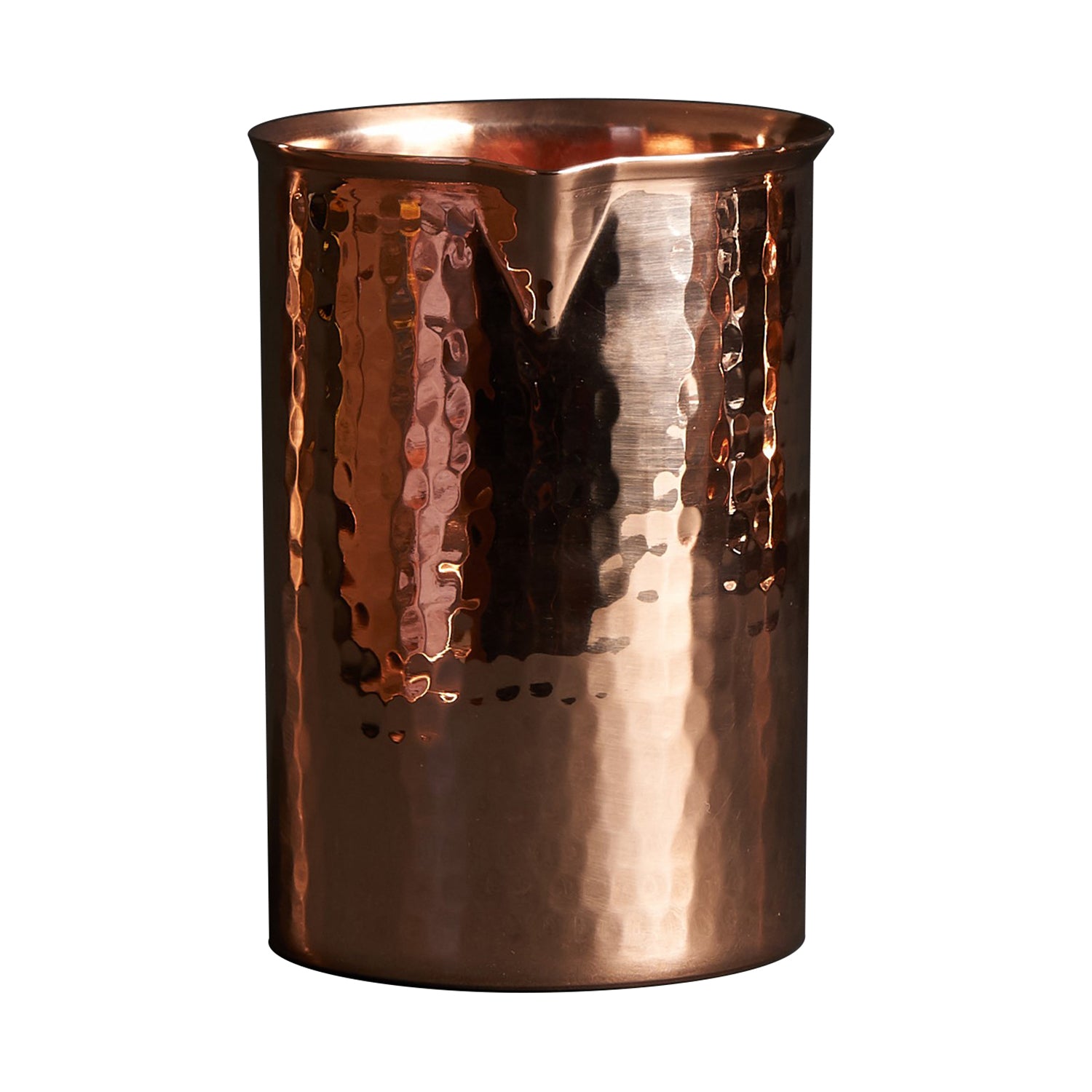 Copper cocktail glasses with flat bottom and pouring spout