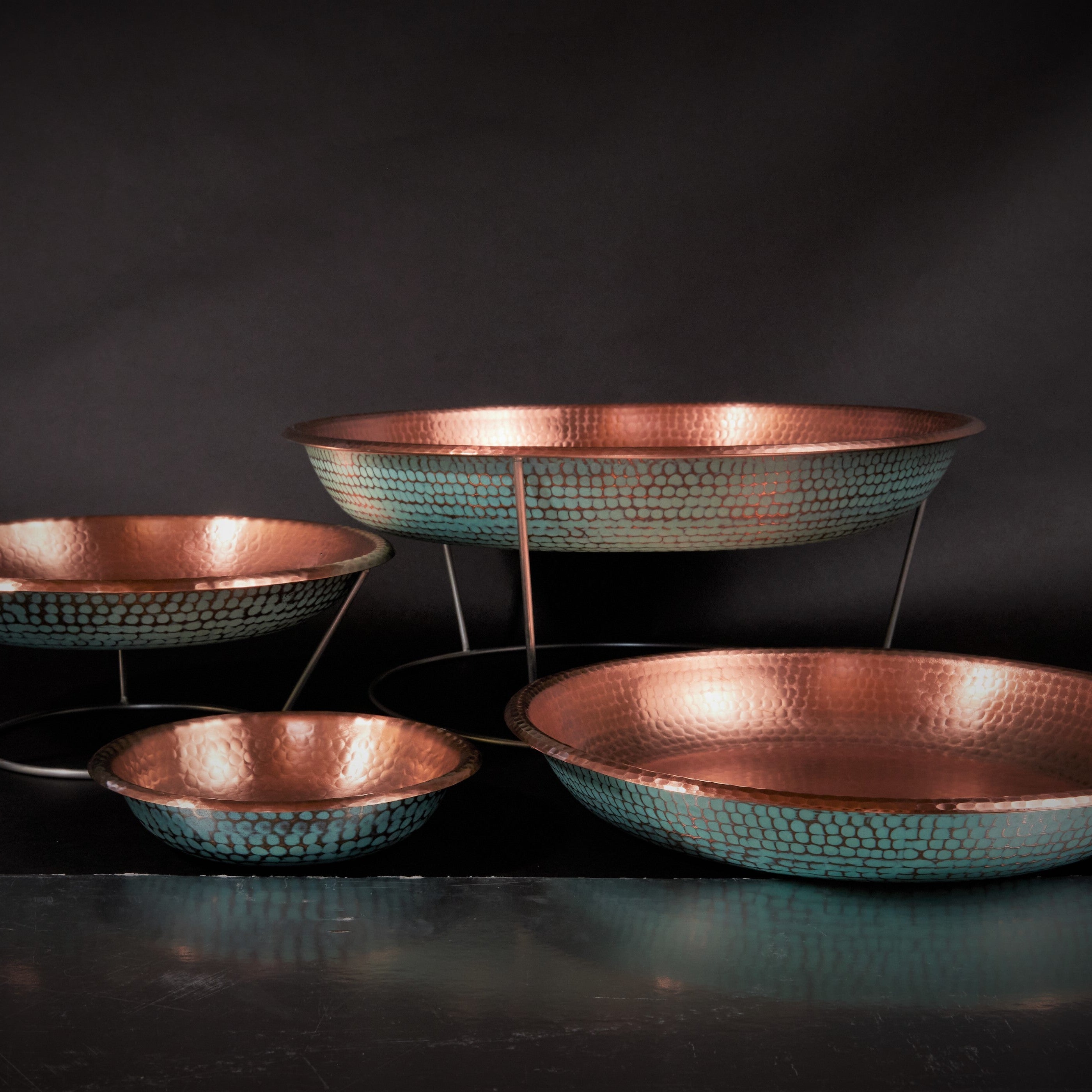 Copper Serving Trays Hammered Copper Tray Set Of 4