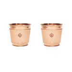 Hammered copper cup leather sleeves set natural