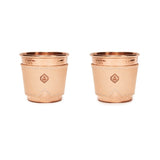 Hammered copper cup leather sleeves set natural