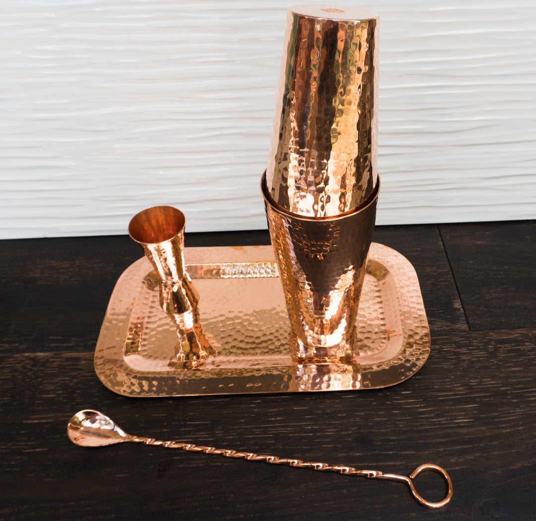 Hammered Copper Bar Set